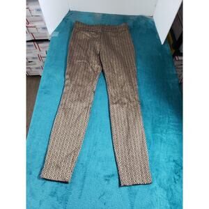 NYC Dress Pants Size Medium Women Gold Stretch Geometric Pull On Straight NWT